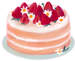 Dreamy Painterly Strawberry Cake