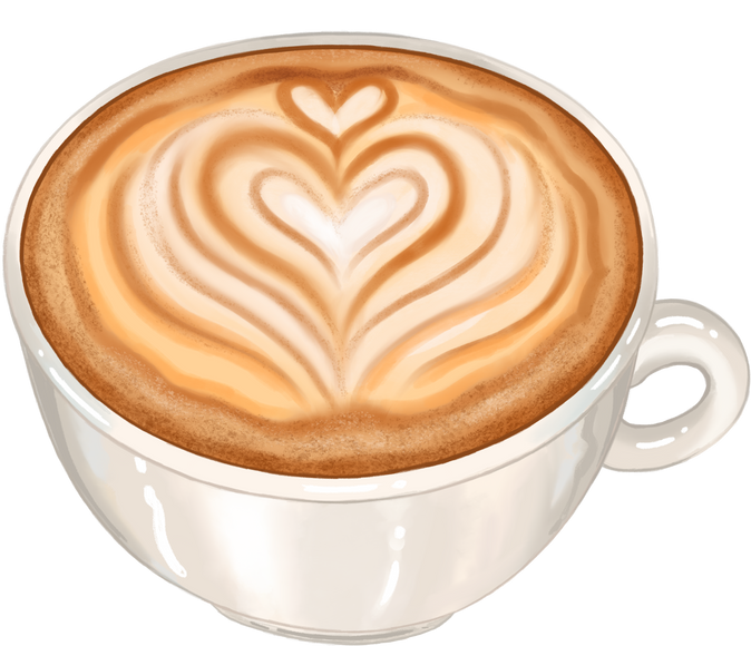 Latte Watercolor Cappuccino, hot drink